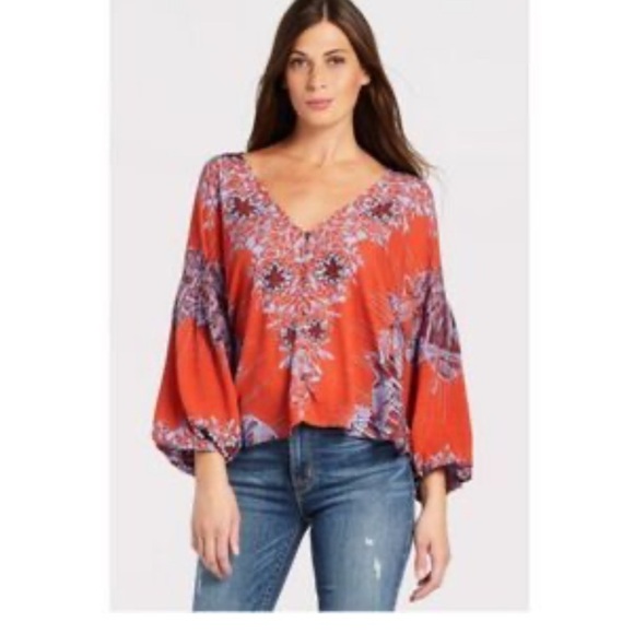Free people birds of a feather button front boho blouse Large - Picture 4 of 10